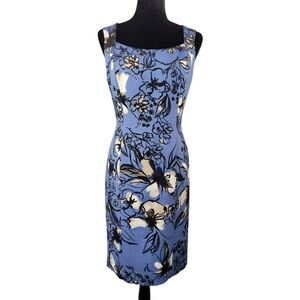 Kasper woman's blue printed sleeveless midi sheath dress size 6